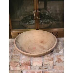 Vintage Dough Bowl Wooden Oval Large 17" x 16-1/2"